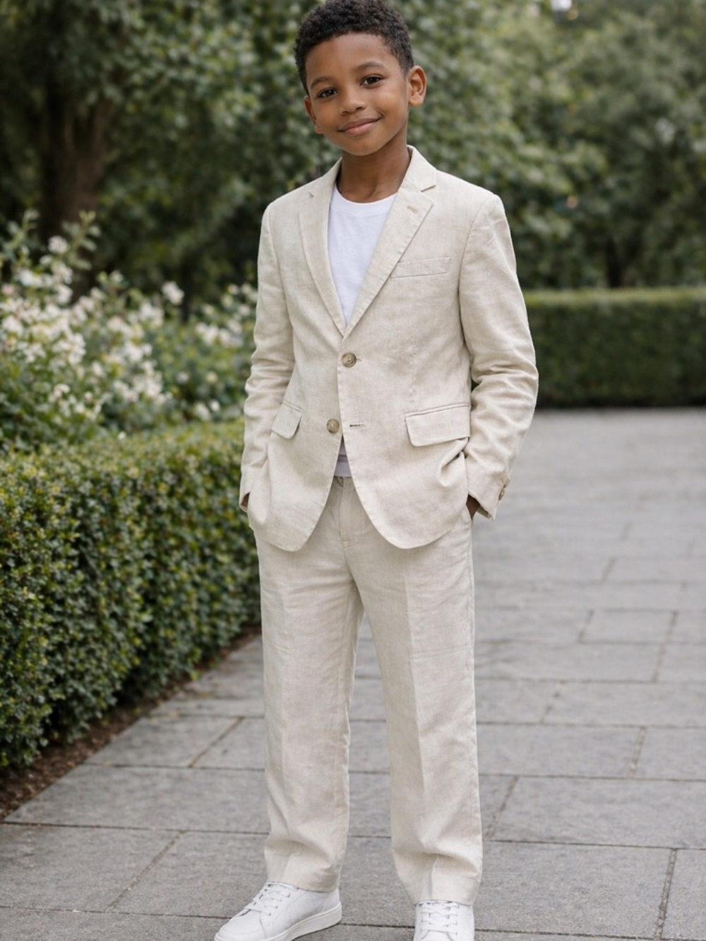 Class Club Gold Label 100% Linen Youth Boys Dress Suit Modern Fit Beige Size 16